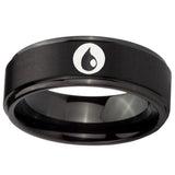 10mm Magic Gathering Step Edges Brush Black Tungsten Men's Promise Rings