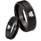 His and Hers Maximal Step Edges Brush Black Tungsten Men's Promise Rings Set