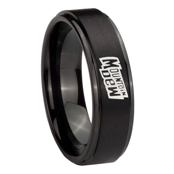 10mm Mountain Dew Step Edges Brush Black Tungsten Carbide Mens Wedding Ring