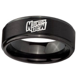 10mm Mountain Dew Step Edges Brush Black Tungsten Carbide Mens Wedding Ring