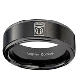 10mm Army Airborn Step Edges Brush Black Tungsten Carbide Men's Wedding Ring