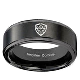 10mm Zelda Hylian Shield Step Edges Brush Black Tungsten Wedding Bands Ring