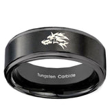 10mm Wolf Step Edges Brush Black Tungsten Carbide Engagement Ring
