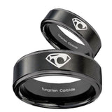 His Hers House of Van Step Edges Brush Black Tungsten Men's Engagement Ring Set