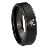 10mm Scorpio Zodiac Step Edges Brush Black Tungsten Mens Ring Personalized