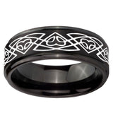 10mm Celtic Braided Step Edges Brush Black Tungsten Men's Promise Rings