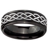 10mm Celtic Knot Step Edges Brush Black Tungsten Men's Promise Rings