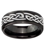 10mm Celtic Knot Infinity Love Step Edges Brush Black Tungsten Men's Promise Rings