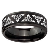 10mm Celtic Knot Step Edges Brush Black Tungsten Men's Promise Rings