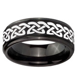 10mm Celtic Knot Love Step Edges Brush Black Tungsten Men's Promise Rings