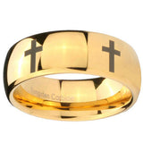 10mm Crosses Dome Gold Tungsten Carbide Men's Engagement Band