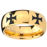 10mm 4 Maltese Cross Dome Gold Tungsten Carbide Custom Ring for Men