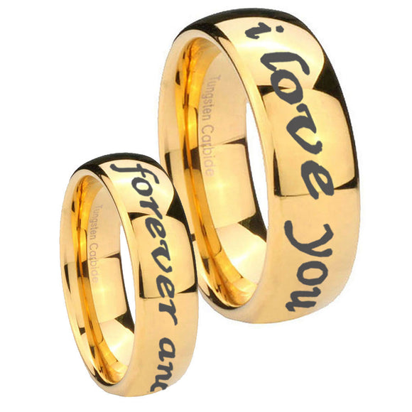 10mm I Love You Forever and ever Dome Gold Tungsten Carbide Mens Promise Ring