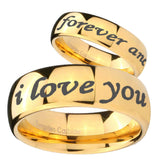 10mm I Love You Forever and ever Dome Gold Tungsten Carbide Mens Promise Ring