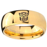 10mm Transformers Autobot Dome Gold Tungsten Carbide Wedding Engraving Ring