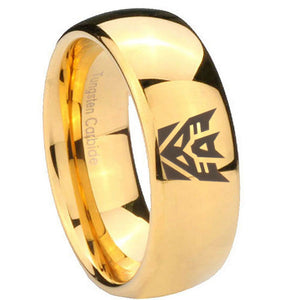 10mm Decepticon Transformers Dome Gold Tungsten Carbide Wedding Engagement Ring