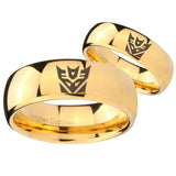 His Hers Decepticon Transformers Dome Gold Tungsten Mens Promise Ring Set