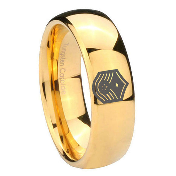 10mm Chief Master Sergeant Vector Dome Gold Tungsten Carbide Wedding Bands Ring