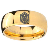 10mm Chief Master Sergeant Vector Dome Gold Tungsten Carbide Wedding Bands Ring