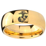 10mm Marine Dome Gold Tungsten Carbide Mens Ring Engraved