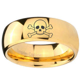 10mm Skull Dome Gold Tungsten Carbide Mens Ring Personalized