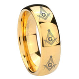 10mm Multiple Master Mason Masonic Dome Gold Tungsten Carbide Promise Ring