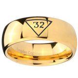 10mm Masonic 32 Triangle Freemason Dome Gold Tungsten Carbide Men's Engagement Band