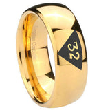 10mm Masonic 32 Triangle Design Freemason Dome Gold Tungsten Carbide Men's Engagement Band