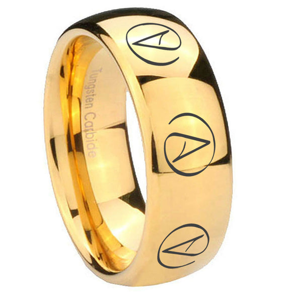 10mm Atheist Design Dome Gold Tungsten Carbide Wedding Bands Ring