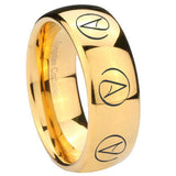 10mm Atheist Design Dome Gold Tungsten Carbide Wedding Bands Ring