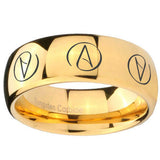 10mm Atheist Design Dome Gold Tungsten Carbide Wedding Bands Ring