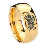 10mm Wild Boar Dome Gold Tungsten Carbide Wedding Band Mens