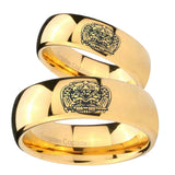 Bride and Groom Masonic 32 Degree Freemason Dome Gold Tungsten Carbide Men's Wedding Ring Set