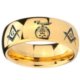 10mm Masonic Shriners Dome Gold Tungsten Carbide Custom Mens Ring