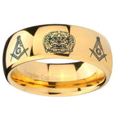 10mm Masonic 32 Design Dome Gold Tungsten Carbide Personalized Ring