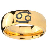 10mm Cancer Horoscope Dome Gold Tungsten Carbide Wedding Band Ring