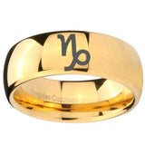 10mm Capricorn Zodiac Dome Gold Tungsten Carbide Wedding Bands Ring