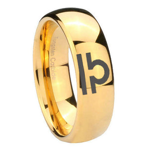 10mm Libra Horoscope Dome Gold Tungsten Carbide Anniversary Ring