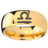 10mm Libra Horoscope Dome Gold Tungsten Carbide Anniversary Ring