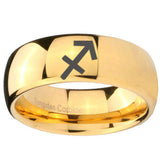 10mm Sagittarius Zodiac Dome Gold Tungsten Carbide Custom Mens Ring