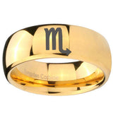 10mm Scorpio Horoscope Dome Gold Tungsten Carbide Custom Ring for Men