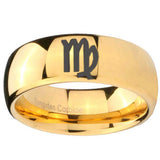 10mm Virgo Zodiac Dome Gold Tungsten Carbide Mens Wedding Band