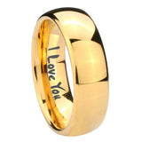 10mm I Love You Dome Gold Tungsten Carbide Mens Promise Ring