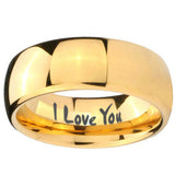 10mm I Love You Dome Gold Tungsten Carbide Mens Promise Ring
