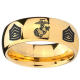 10mm Marine Army Sergeant Dome Gold Tungsten Carbide Wedding Engagement Ring