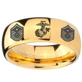 10mm Marine Chief Master Sergeant  Dome Gold Tungsten Carbide Men's Wedding Ring