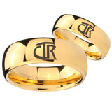 Bride and Groom CTR Dome Gold Tungsten Carbide Mens Engagement Ring Set