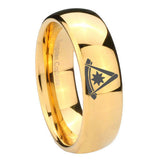 10mm Pester Master Masonic Dome Gold Tungsten Carbide Mens Engagement Band