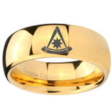 10mm Pester Master Masonic Dome Gold Tungsten Carbide Mens Engagement Band