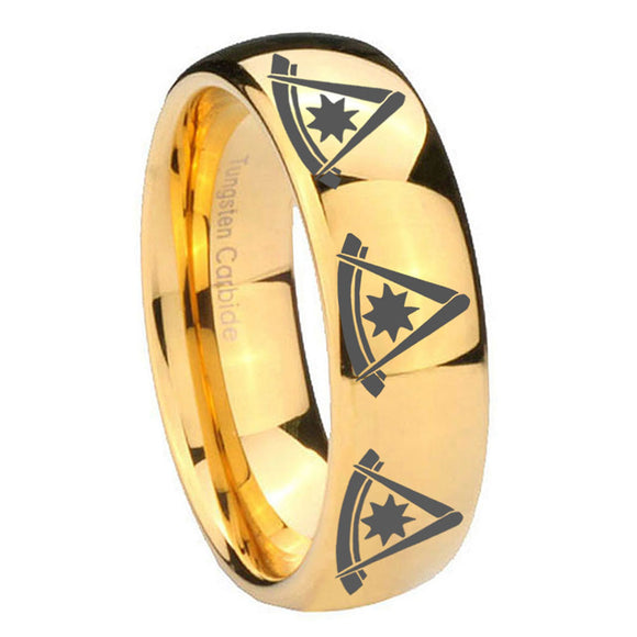 10mm Multiple Pester Master Masonic Dome Gold Tungsten Men's Engagement Ring